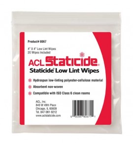 ACL Staticide 8067-CASE Low Lint Wipes, 4&amp;quot; x 4&amp;quot;, 480 wipes-