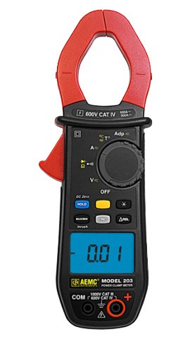 AEMC 203 True RMS Clamp Meter with Temperature, 600AAC/900ADC-