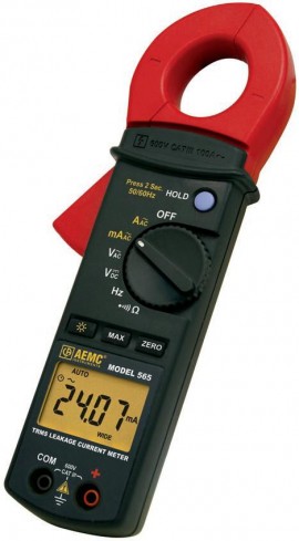 AEMC 565 True RMS Clamp-on Leakage Current Meter, 60mA-100A, 600V AC/DC-