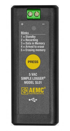 AEMC SL01 Simple Logger Data Logger, 5 VAC, Voltage-