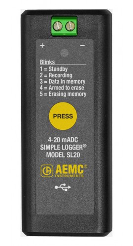 AEMC SL20 Simple Logger Data Logger, 4 to 20 mADC, Current-