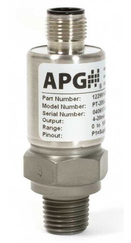 APG PT-200-L1-500PSIG-E5-P0 Industrial Pressure Transducer, 0.5%, 0-500 PSI, 2 ft Cable-