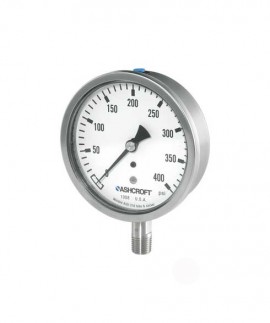 Ashcroft 1008 Pressure Gauge, 100#/KP, 4&amp;quot; dial, &amp;frac12; NPT male lower, SS housing-