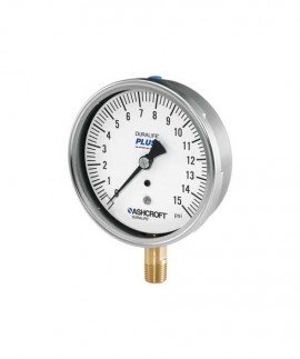 Ashcroft 1009 Pressure Gauge, 0 to 60 psi, 2.5&amp;quot; dial, &amp;frac14;&amp;quot; NPT male lower, SS housing-