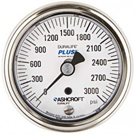 Ashcroft 1009 Pressure Gauge, 0 to 160 psi, 2.5&amp;quot; dial, &amp;frac14;&amp;quot; NPT male lower back, SS housing-