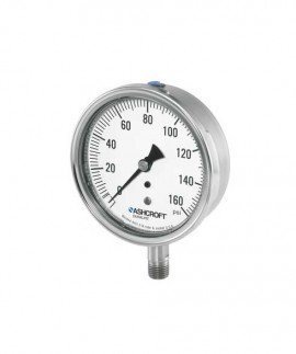 Ashcroft 1009 Pressure Gauge, 0 to 30 psi, 3.5&amp;quot; dial, &amp;frac14;&amp;quot; NPT male lower, SS housing-