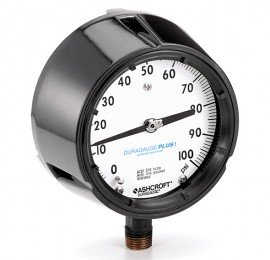 Ashcroft 1279 Duragauge Pressure Gauge, 0 to 600 psi, 4.5&amp;quot; dial, &amp;frac12; NPT male lower, phenolic-