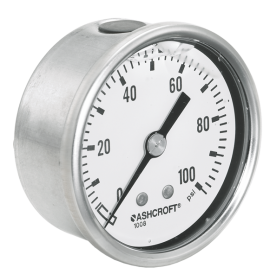 Ashcroft 1008 Pressure Gauge, 0 to 3000 psi, 2.5&amp;quot; dial, &amp;frac14;&amp;quot; NPT male center back, SS housing-