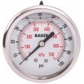 Baker AHNC Series Liquid Filled Pressure Gauge, 0 to 100 psi/0 to 700 kPa, 2.5&amp;quot; dial, &amp;frac14;&amp;quot; NPT back, SS housing-