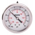 Baker AHNC Series Liquid Filled Pressure Gauge, 30&amp;quot;Hg-0 to 30 psi, 2.5&amp;quot; dial, &amp;frac14;&amp;quot; NPT back, SS housing-