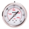 Baker AHNC Series Liquid Filled Pressure Gauge, 0 to 3000 psi/0 to 21,000 kPa, 2.5&amp;quot; dial, &amp;frac14;&amp;quot; NPT back, SS housing-