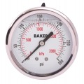 Baker AHNC Series Liquid Filled Pressure Gauge, 0 to 300 psi/0 to 2100 kPa, 2.5&amp;quot; dial, &amp;frac14;&amp;quot; NPT back, SS housing-
