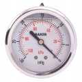 Baker AHNC Series Liquid Filled Pressure Gauge, 30&amp;quot;Hg-0&amp;quot; V AC, 2.5&amp;quot; dial, &amp;frac14;&amp;quot; NPT back, SS housing-