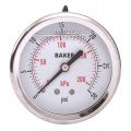 Baker AHNC Series Liquid Filled Pressure Gauge, 0 to 30 psi/0 to 200 kPa, 2.5&amp;quot; dial, &amp;frac14;&amp;quot; NPT back, SS housing-