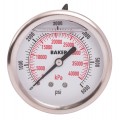 Baker AHNC Series Liquid Filled Pressure Gauge, 0 to 6000 psi/0 to 42,000 kPa, 2.5&amp;quot; dial, &amp;frac14;&amp;quot; NPT back, SS housing-