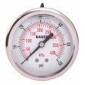 Baker AHNC Series Liquid Filled Pressure Gauge, 0 to 60 psi/0 to 400 kPa, 2.5&amp;quot; dial, &amp;frac14;&amp;quot; NPT back, SS housing-