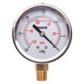 Baker AVNC Series Liquid Filled Pressure Gauge, 30&amp;quot;Hg-0&amp;quot; V AC, 2.5&amp;quot; dial, &amp;frac14;&amp;quot; NPT bottom, SS housing-