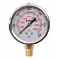 Baker AVNC Series Liquid Filled Pressure Gauge, 0 to 6000 psi/0 to 42,000 kPa, 2.5&amp;quot; dial, &amp;frac14;&amp;quot; NPT bottom, SS housing-