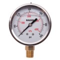 Baker AVNC Series Liquid Filled Pressure Gauge, 0 to 600 psi/0 to 4200 kPa, 2.5&amp;quot; dial, &amp;frac14;&amp;quot; NPT bottom, SS housing-