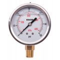 Baker AVNC Series Liquid Filled Pressure Gauge, 0 to 60 psi/0 to 400 kPa, 2.5&amp;quot; dial, &amp;frac14;&amp;quot; NPT bottom, SS housing-