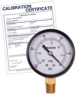 Baker LVBNA Series Pressure Gauge,30&quot;Hg-0&quot; V AC, 2.5&amp;quot; dial, &amp;frac14;&amp;quot; NPT bottom, SS housing,-