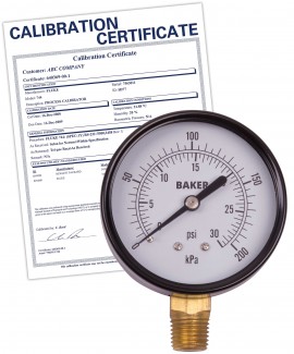 Baker LVBNA Series Pressure Gauge, 0 to 30 psi/0 to 200 kPa, 2.5&amp;quot; dial, &amp;frac14;&amp;quot; NPT bottom, SS housing,-