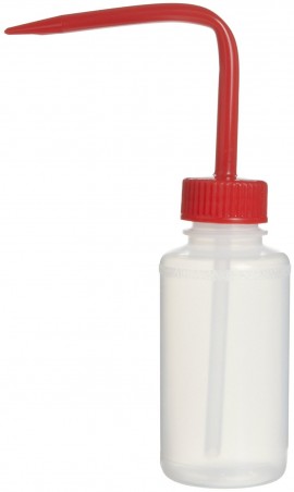 Bel-Art 116130125 Narrow Mouth Wash Bottle 125mL,Red Closure, Qty 6-