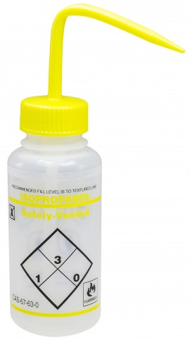 Bel-Art 116460624 Safety Labeled 2-Color Isopropanol Wide Mouth Wash Bottles, 500ML, Pack of 6-