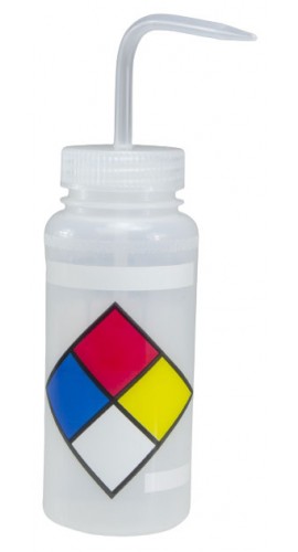 Bel-Art 11716-0009 LYOB Safety-Labeled Wide-Mouth Wash Bottle, 16 oz, 4-pack-