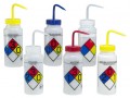 Bel-Art 11716-0050 Assorted Safety-Labeled Wide-Mouth Wash Bottles, 16 oz, 6-pack-