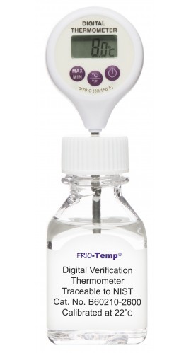 Bel-Art 60210-2600 FRIO Calibrated Electronic Verification Thermometer with Lollipop Stem, 22&amp;deg;C Ambient-