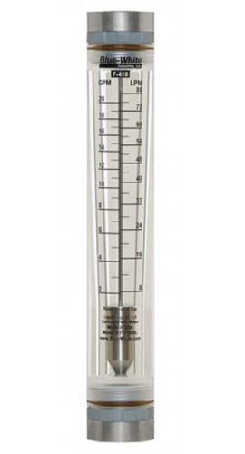Blue-White F-41000LN-16 F-410 Series Flowmeter, 2 to 20GPM-