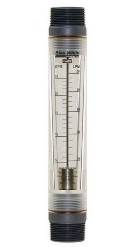 Blue-White F-42050LK K-Series Flowmeter with Hastelloy Guide Rod, 10 to 50GPM, 1-1/2in Male NPT-