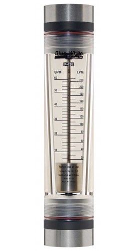 Blue-White F-43060LNS Standard Series Flowmeter with 316 SS Guide Rod, 6 to 60GPM-