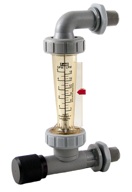 Blue-White F-44750LK-12 K-Series In-Line-Mount Flowmeter with Hastelloy Guide Rod, 1 to 10GPM, 3/4in Male NPT-
