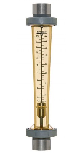 Blue-White F-451001LHN-24 Standard Series Non-Shielded Flowmeter with 316 SS Guide Rod, 1 to 10GPM, 1-1/2in-