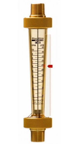 Blue-White F-45750LKE-8 Flowmeter, 1 to 10GPM, Hastelloy, 1/2in Male NPT-