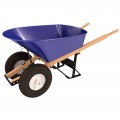 Bon 28-701-B5 Wheelbarrow with two flat free tires and wood handle, steel tray, 6'<sup>3</sup>-