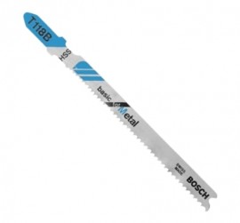 Bosch T118B T-Shank Jigsaw Blade for metal, 11 to 14 TPI, 5-pack-