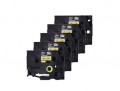 Brother HGE6415PK Black on Yellow Tape with standard adhesive, 0.7&amp;quot;, 5-pack-