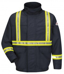 Bulwark JLJC Bomber Jacket with reflective trim, navy, 2xl-