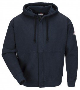 Bulwark SEH4 Men&#039;s Fleece FR Zip-Front Hooded Sweatshirt, navy, 4xl-