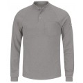 Bulwark SEL2GY-R-L Men's Lightweight FR Henley Shirt, large, grey-