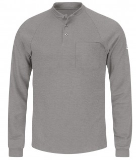 Bulwark SEL2GY-R-M Men's Lightweight FR Henley Shirt, medium, grey-