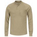 Bulwark SEL2KH-L-L Men&#039;s Lightweight FR Henley Shirt with long length, large, khaki-