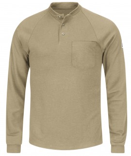 Bulwark SEL2KH-L-XL Men&#039;s Lightweight FR Henley Shirt with long length, xl, khaki-
