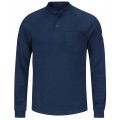 Bulwark SEL2NV-R-L Men&#039;s Lightweight FR Henley Shirt, large, navy-