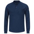 Bulwark SEL2NV-R-S Men's Lightweight FR Henley Shirt, small, navy-