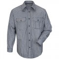 Bulwark SLD6 Men's Lightweight FR Plaid Uniform Shirt, navy/khaki plaid, 3xl-