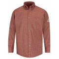 Bulwark SLG8 6.5 oz Plaid Dress Shirt, red/khaki, small-